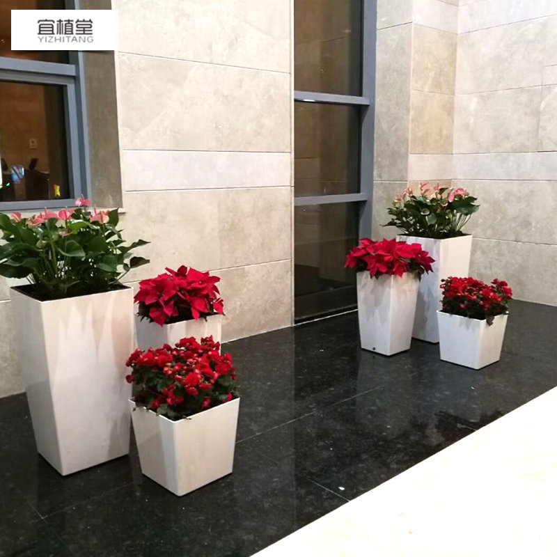 8002-8004 Large Diameter Floor Planter Automatic Water Absorbing Lazy Square High Tube Plastic Extra Large Indoor Floor Pot