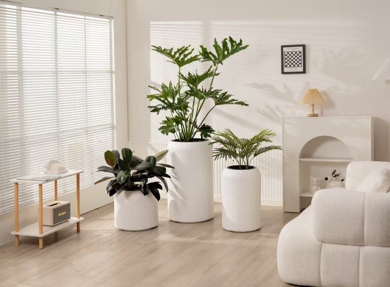 6002 Automatic Water Absorbing Imitation Vine Weaving Flower Pot Creative Multi Square High footed Flower Pot Celebration Hall Large